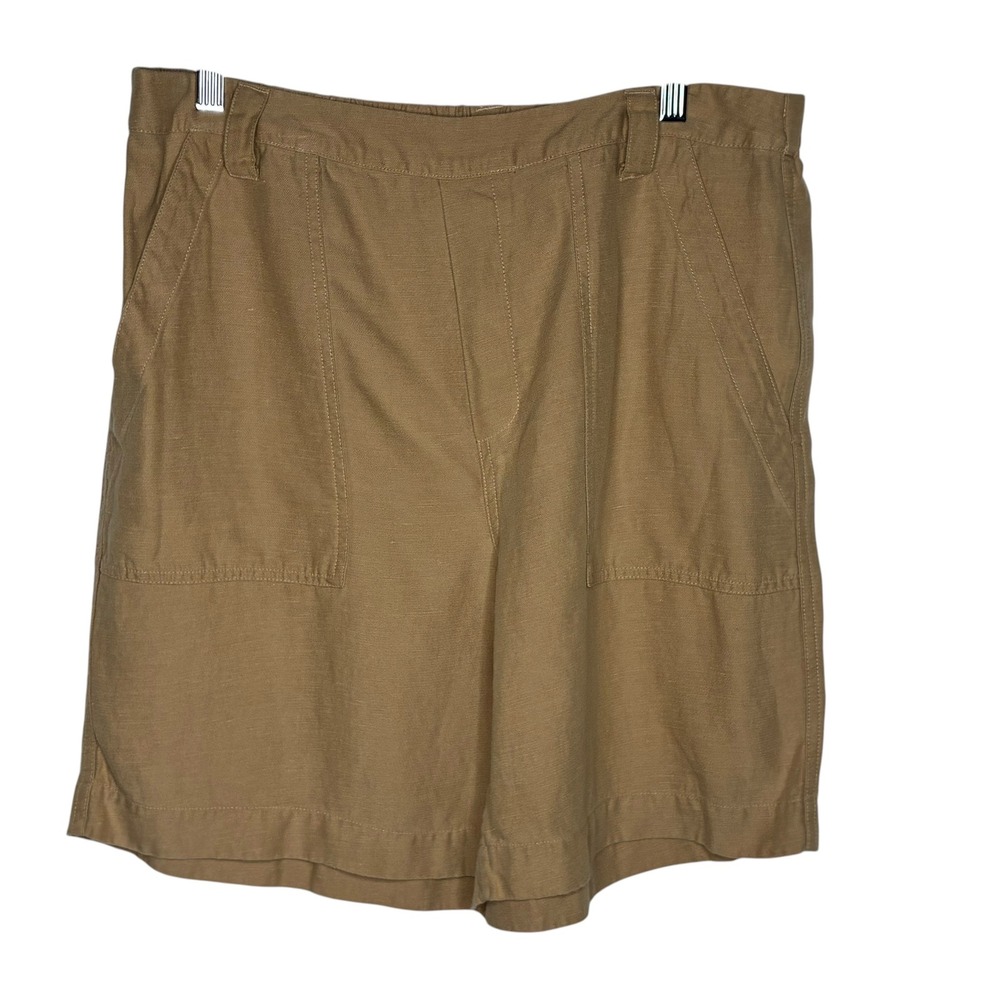 Soft Surroundings Womens Medium Tan Ojai Shorts High Rise Linen Retro Preppy - Picture 1 of 8